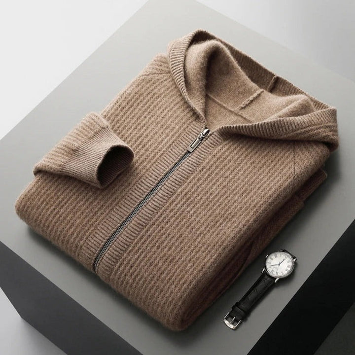 Sweat à capuche zippé en cachemire