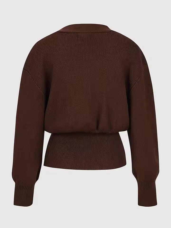 Cardigan Slim Fit en Tricot à Col V Profond