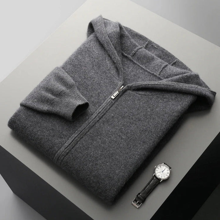 Sweat à capuche zippé en cachemire