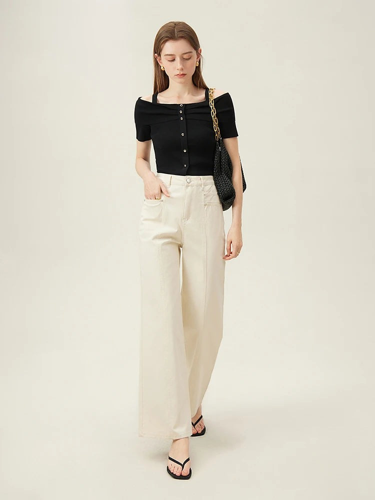 Jean large en denim de coton Isla