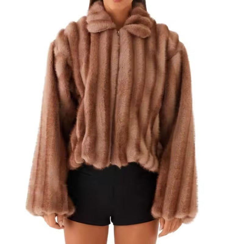 Veste ample en fausse fourrure pour l'hiver