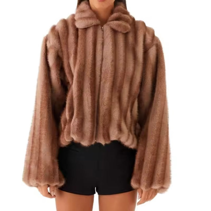 Veste ample en fausse fourrure pour l'hiver