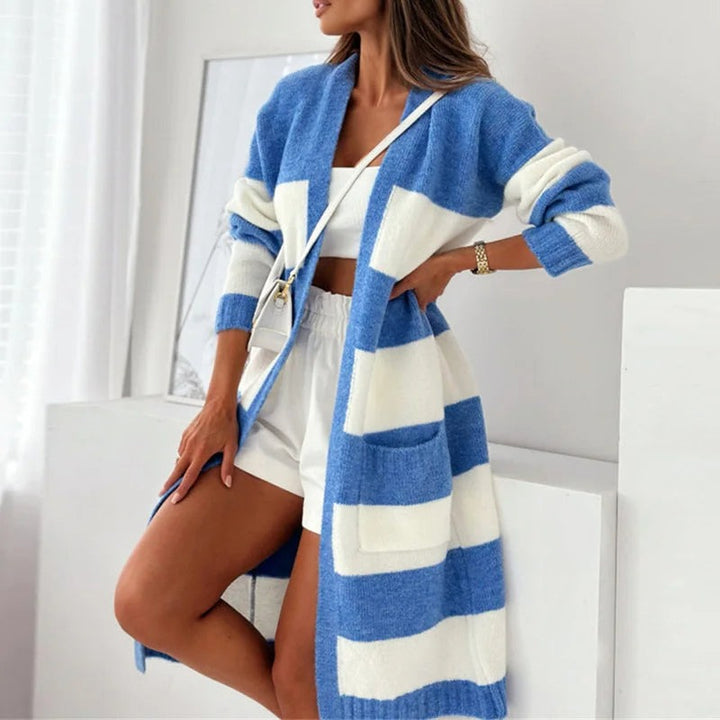 Cardigan long décontracté à rayures