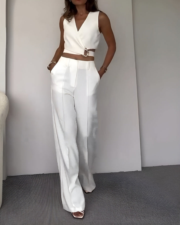 Ensemble - Gilet Sans Manches Et Pantalon Taille Haute
