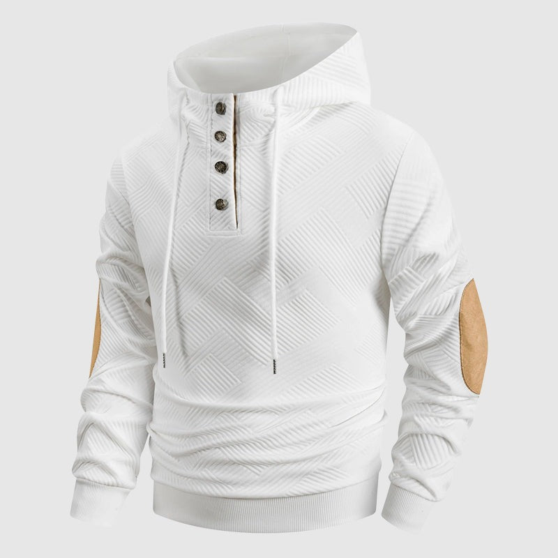 Sweat à capuche texturé boutonné