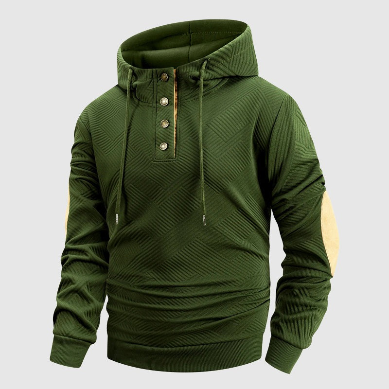 Sweat à capuche texturé boutonné