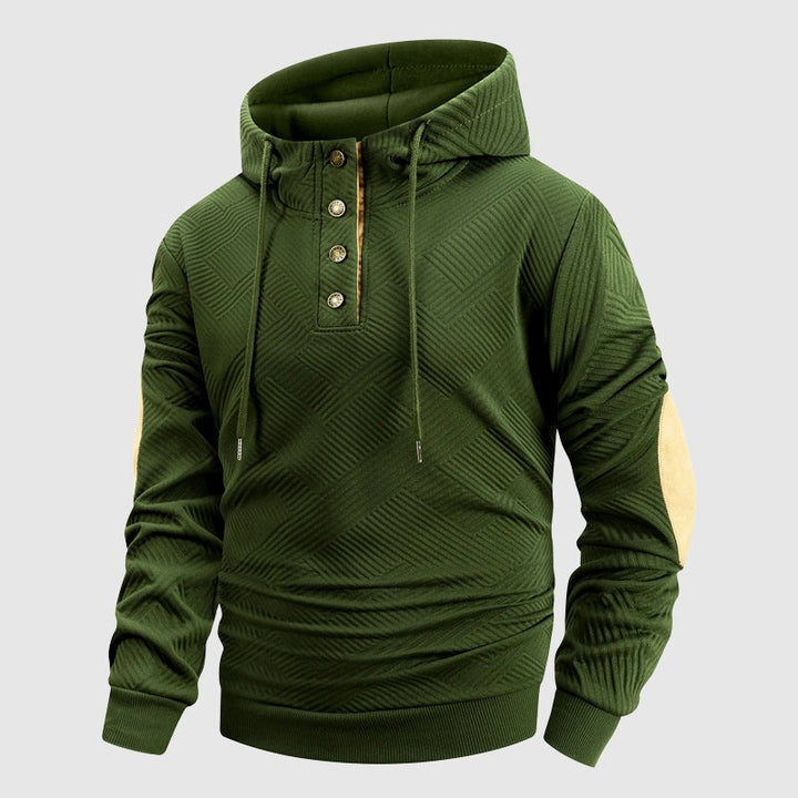 Sweat à capuche texturé boutonné