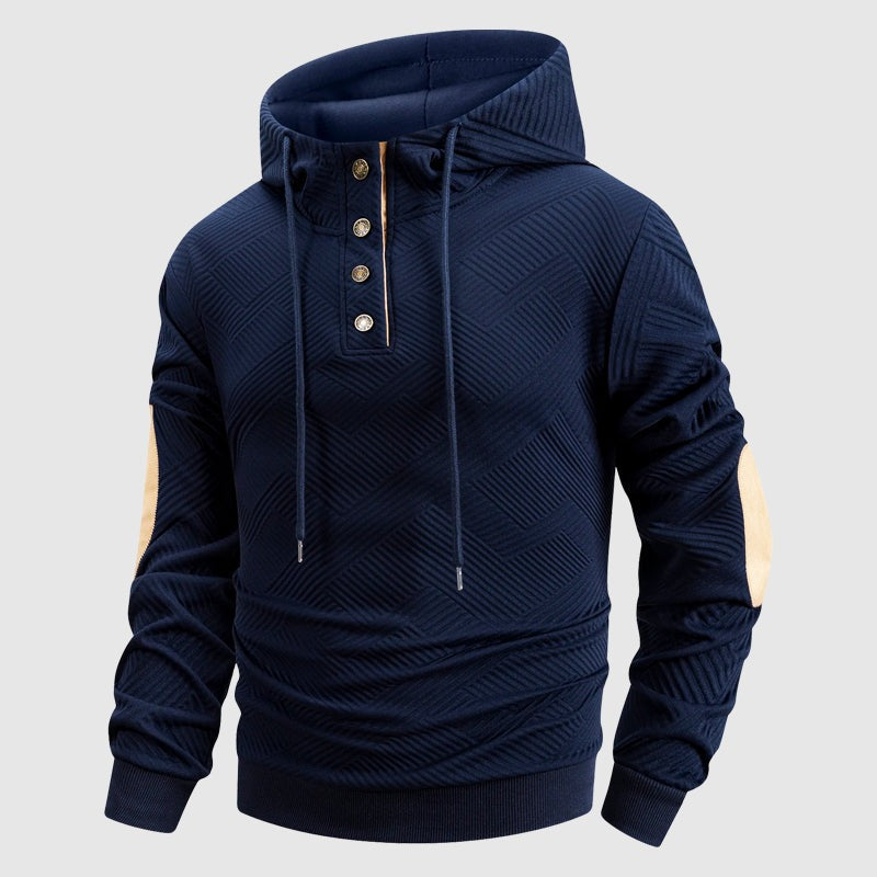 Sweat à capuche texturé boutonné