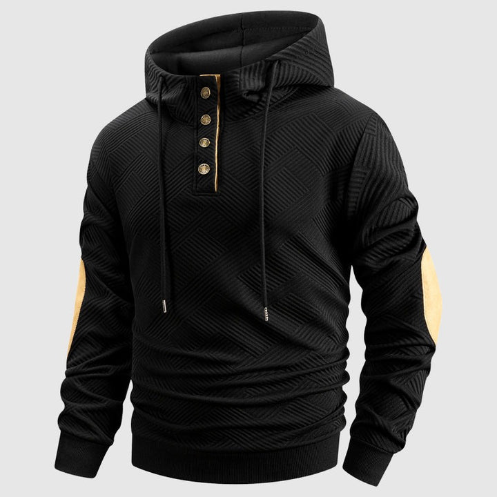 Sweat à capuche texturé boutonné