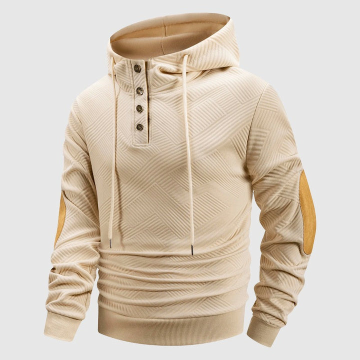 Sweat à capuche texturé boutonné