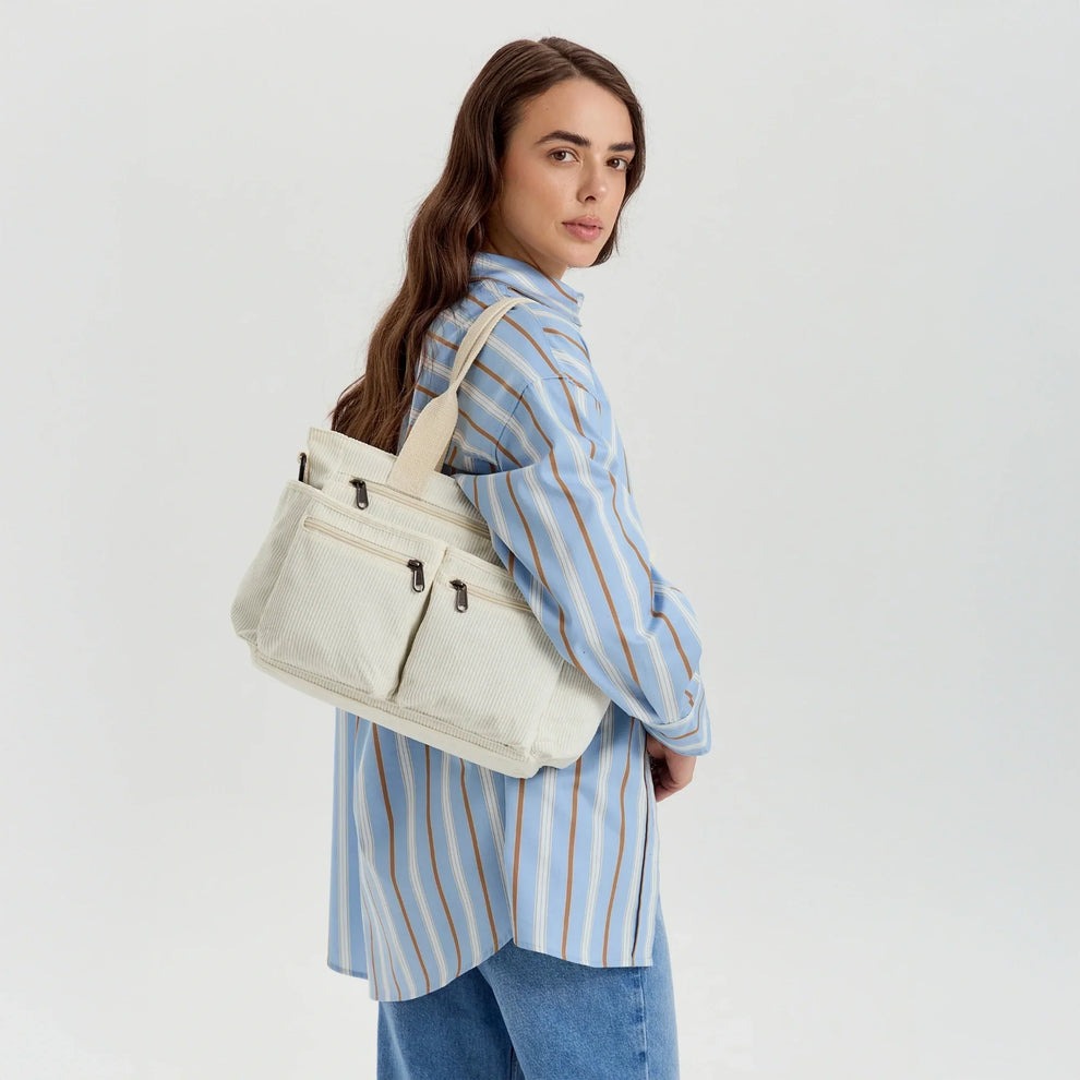 Sac cabas en velours côtelé