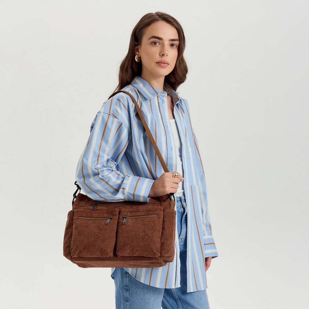Sac cabas en velours côtelé