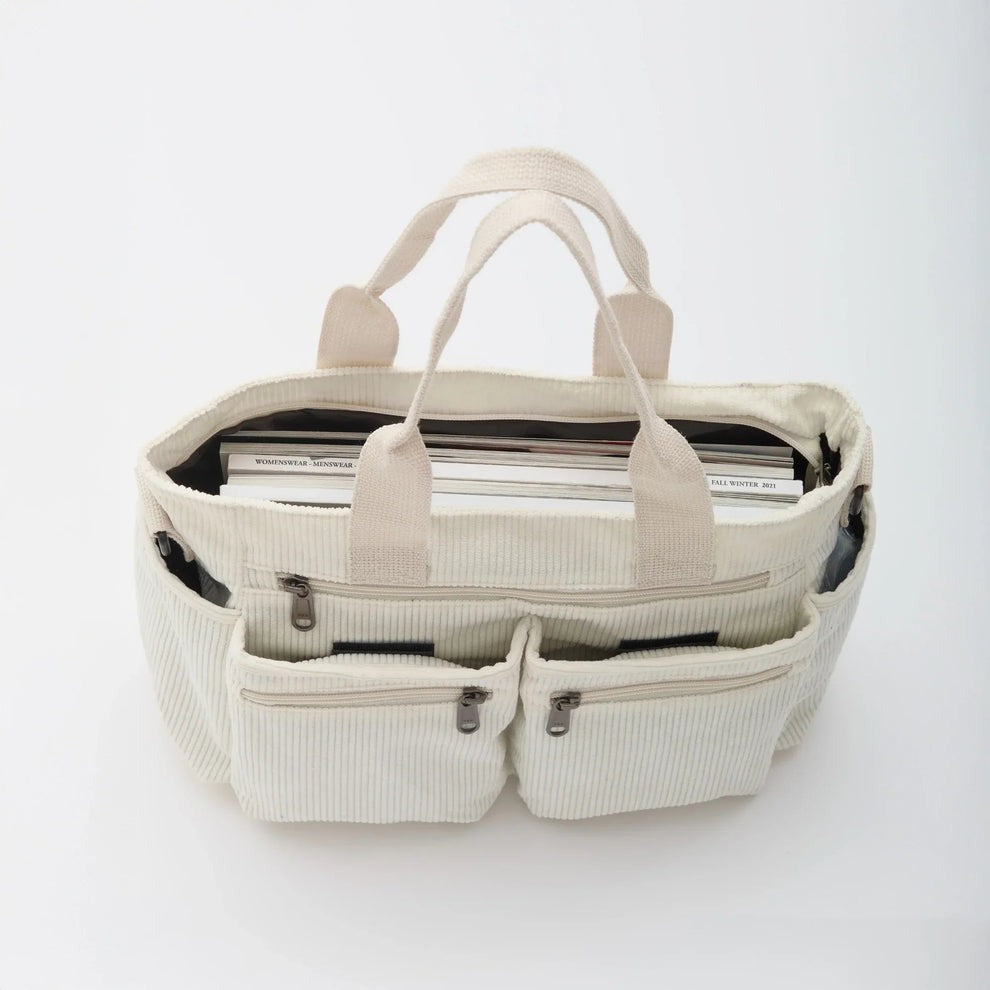 Sac cabas en velours côtelé