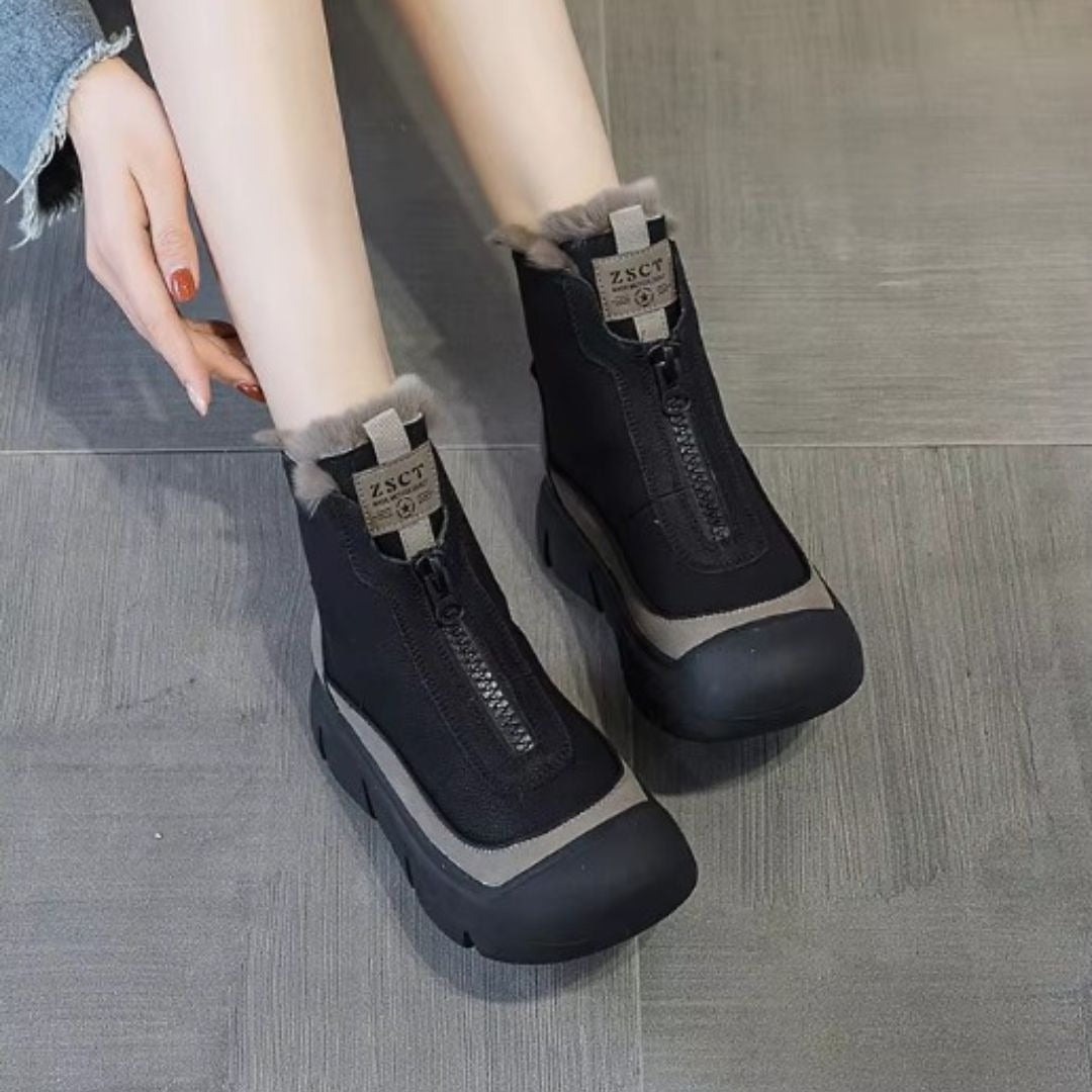 Bottines fourrure à semelle épaisse imperméables