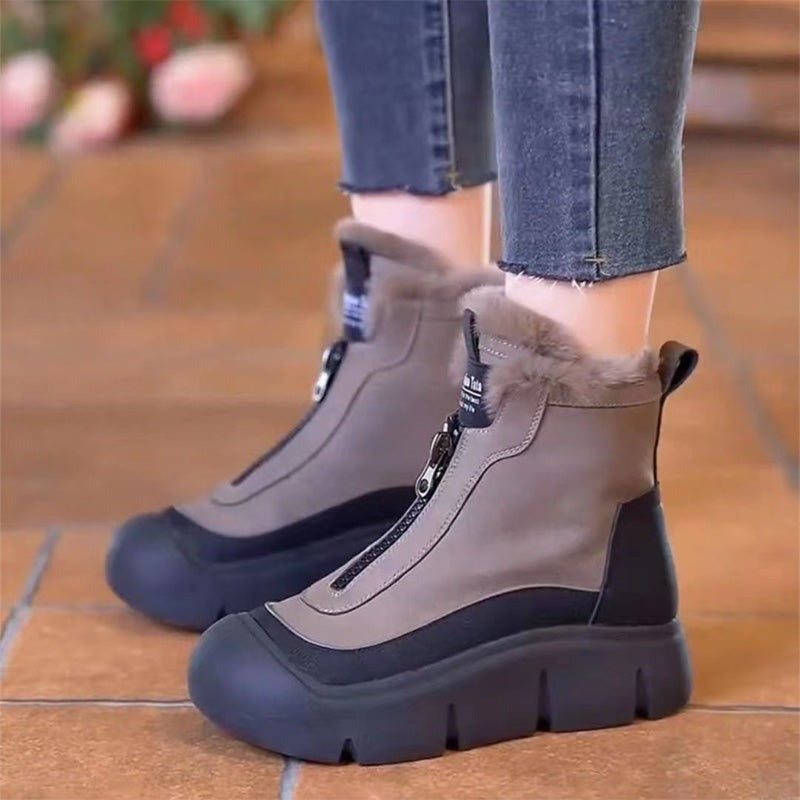 Bottines fourrure à semelle épaisse imperméables