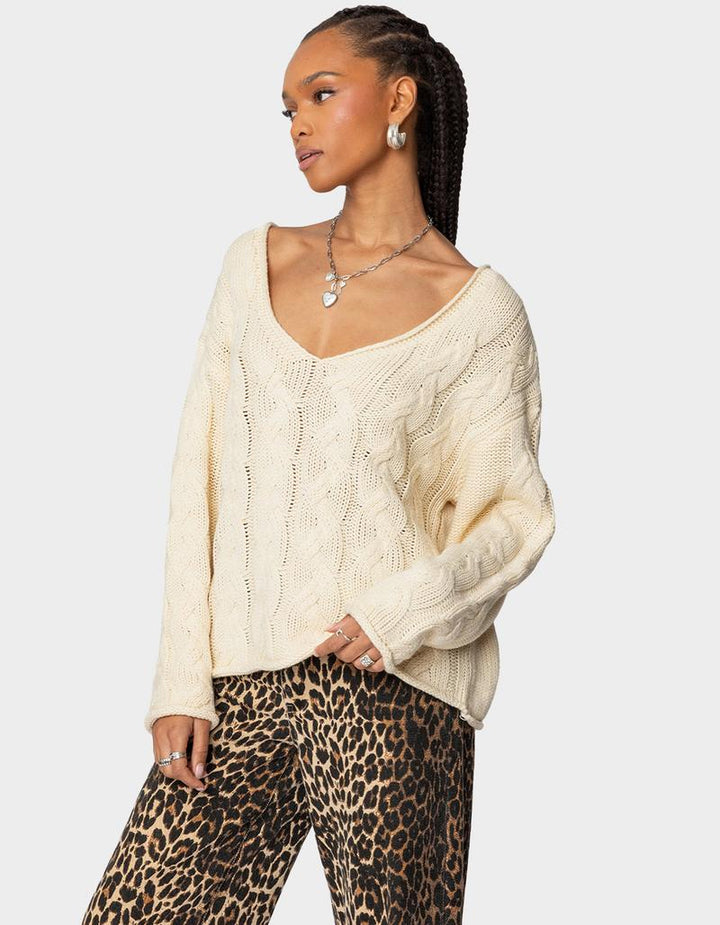 Pull surdimensionné en maille torsadée