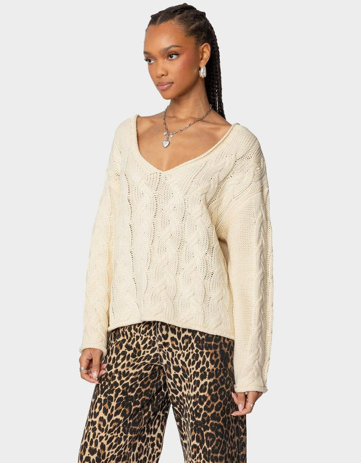 Pull surdimensionné en maille torsadée