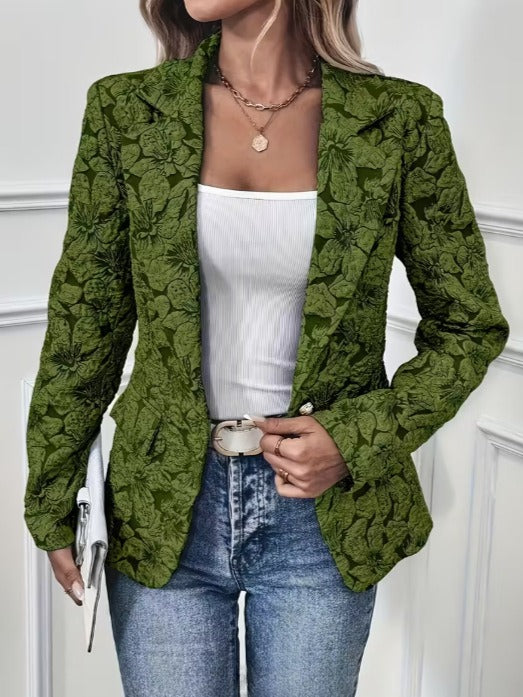Blazer Ajustado de Jacquard con Paisley para Mujeres