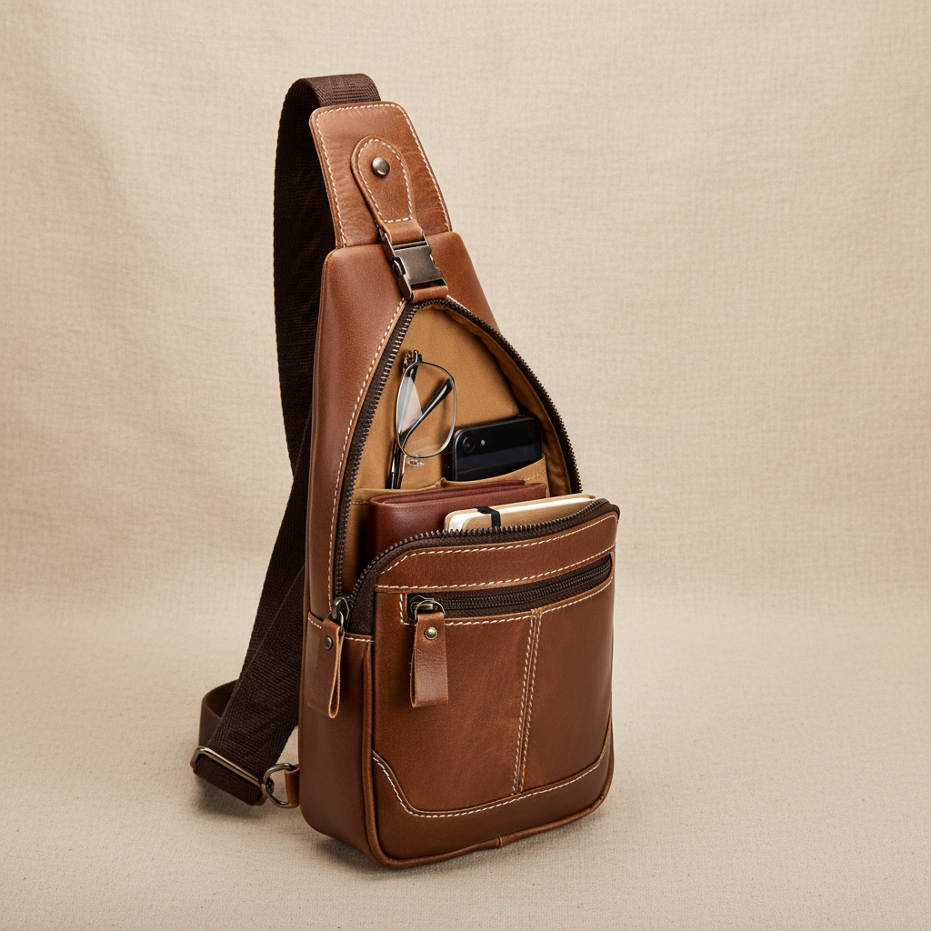 Sac de poitrine en cuir Leon