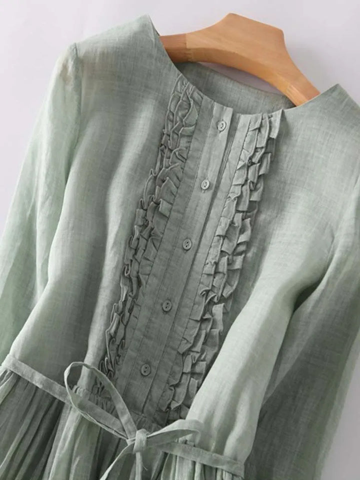 Robe Arya - Style rétro pour femme, col rond et taille lacée