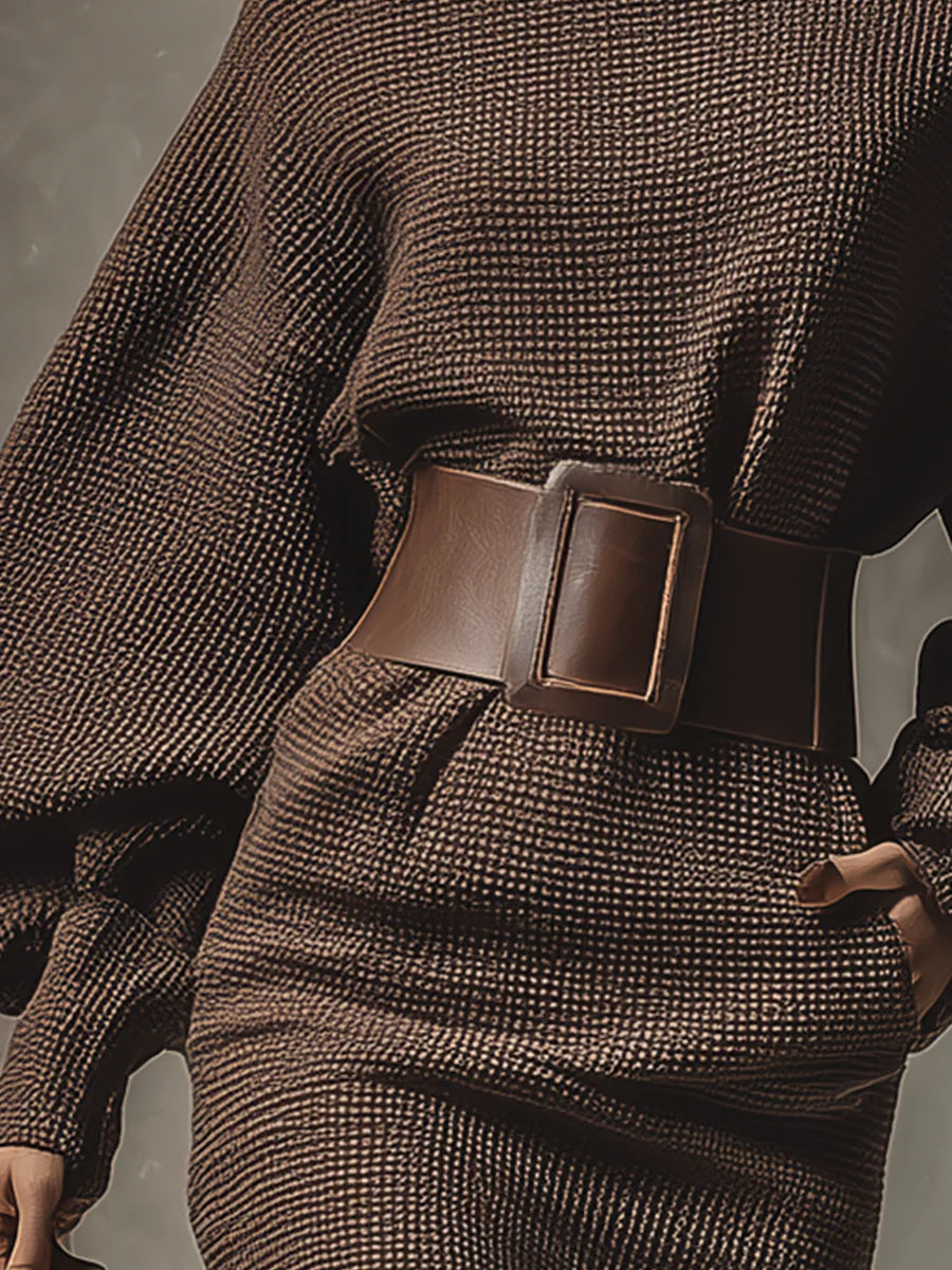 Cléa | Robe Courte en Maille avec Ceinture