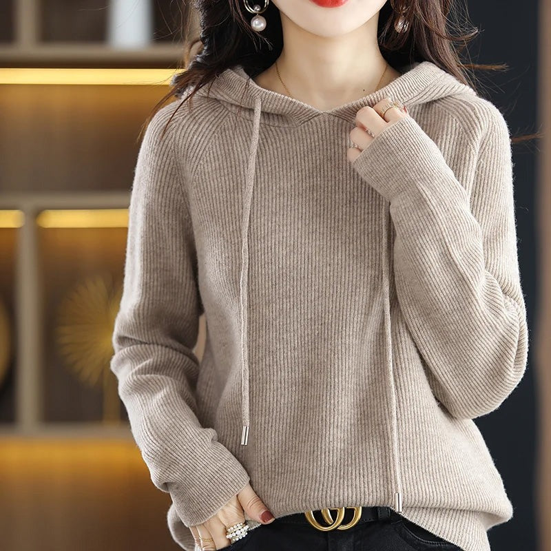 Pull à capuche en laine et cachemire