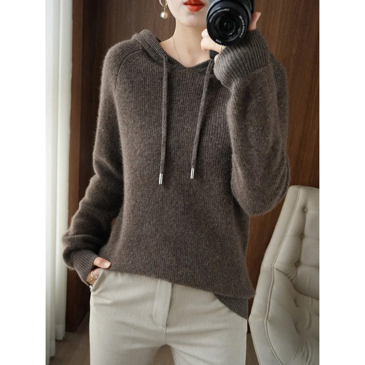 Pull à capuche en laine et cachemire