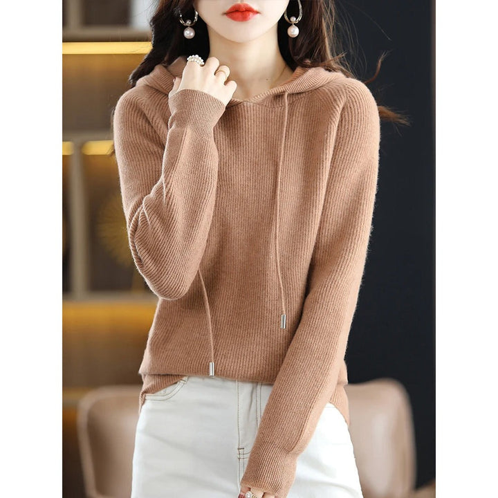 Pull à capuche en laine et cachemire