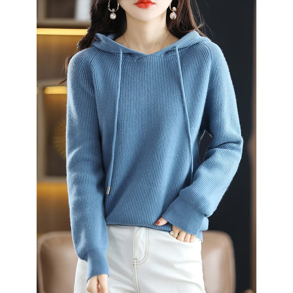 Pull à capuche en laine et cachemire