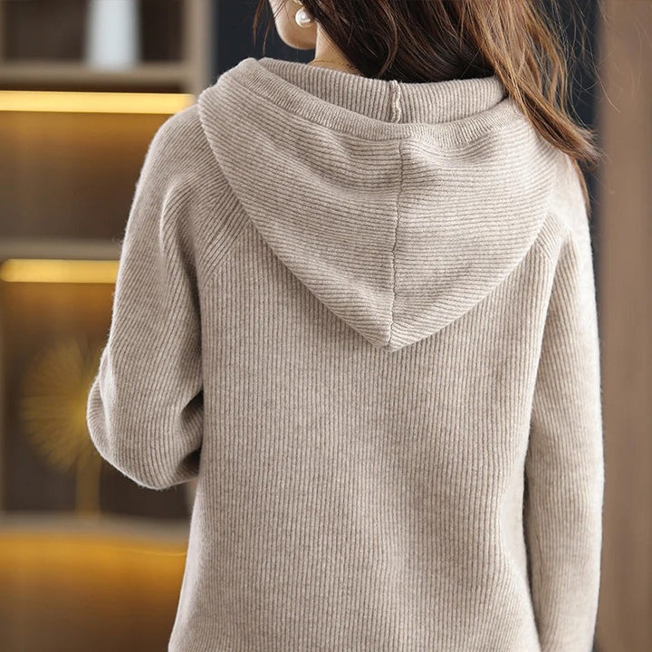 Pull à capuche en laine et cachemire