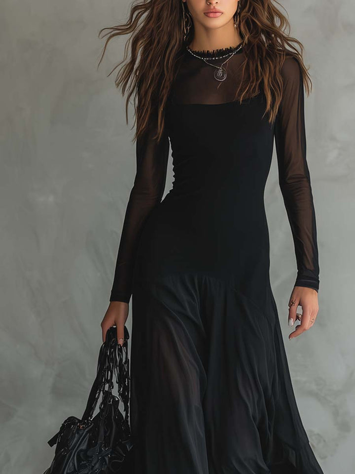 Robe maxi ample en tulle noir