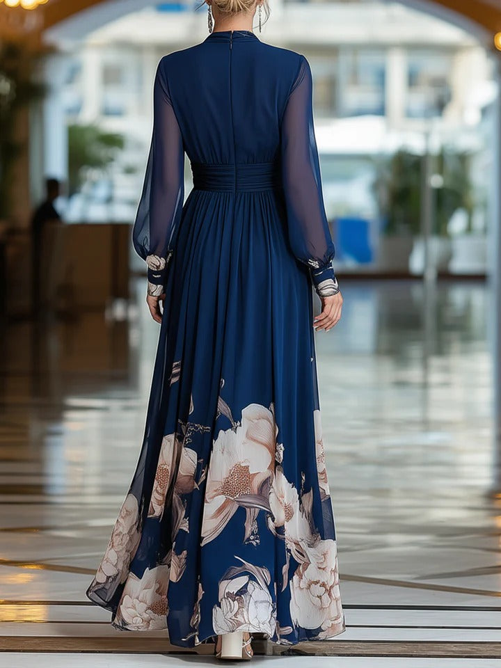 Robe longue à col V et imprimé floral