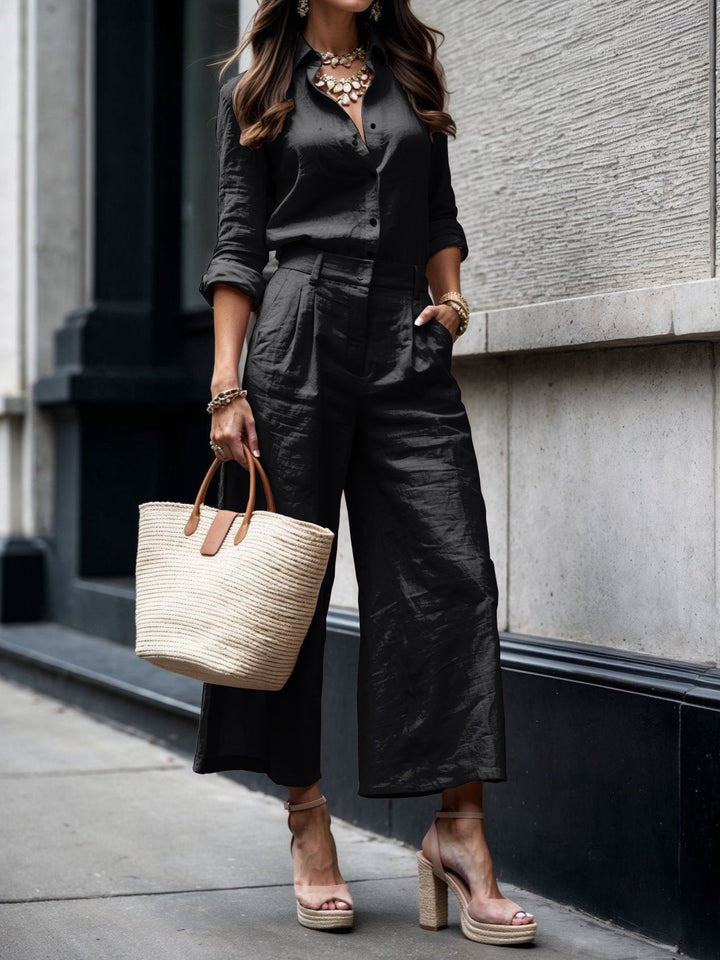 Ensemble pantalon capri et chemise ample