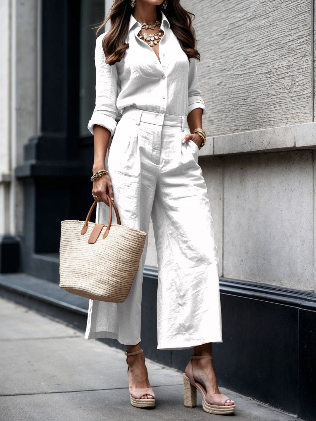 Ensemble pantalon capri et chemise ample