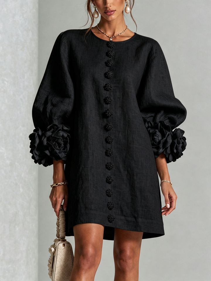 Clementina | Vestido Camisero con Mangas de Roseta