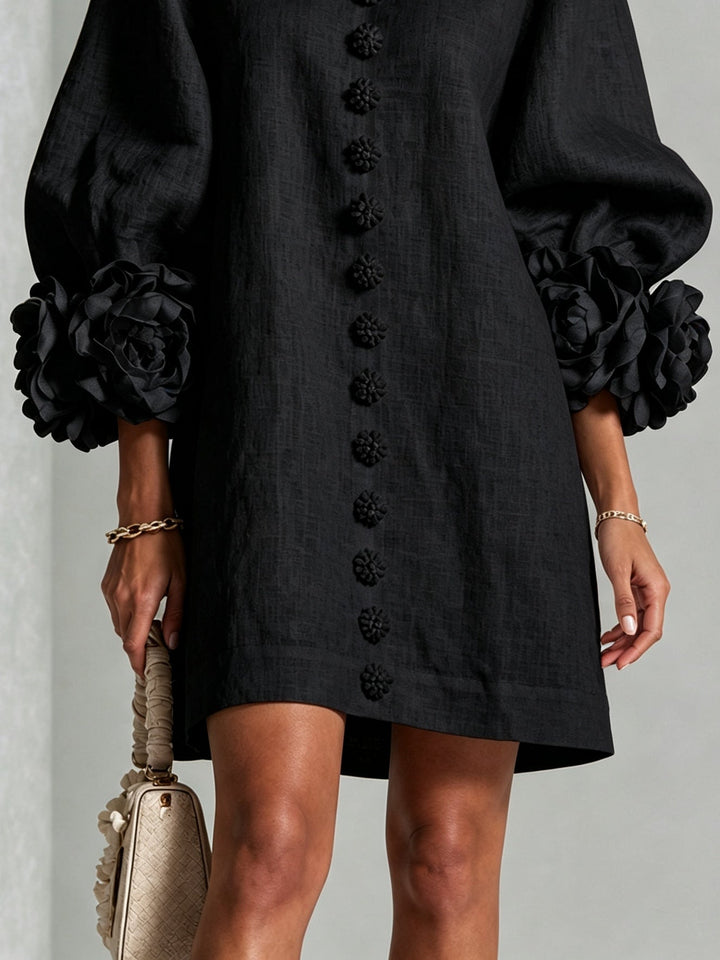 Clementina | Vestido Camisero con Mangas de Roseta