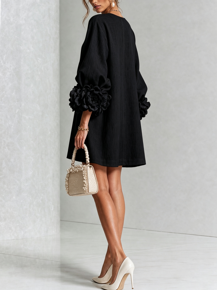 Clementina | Vestido Camisero con Mangas de Roseta