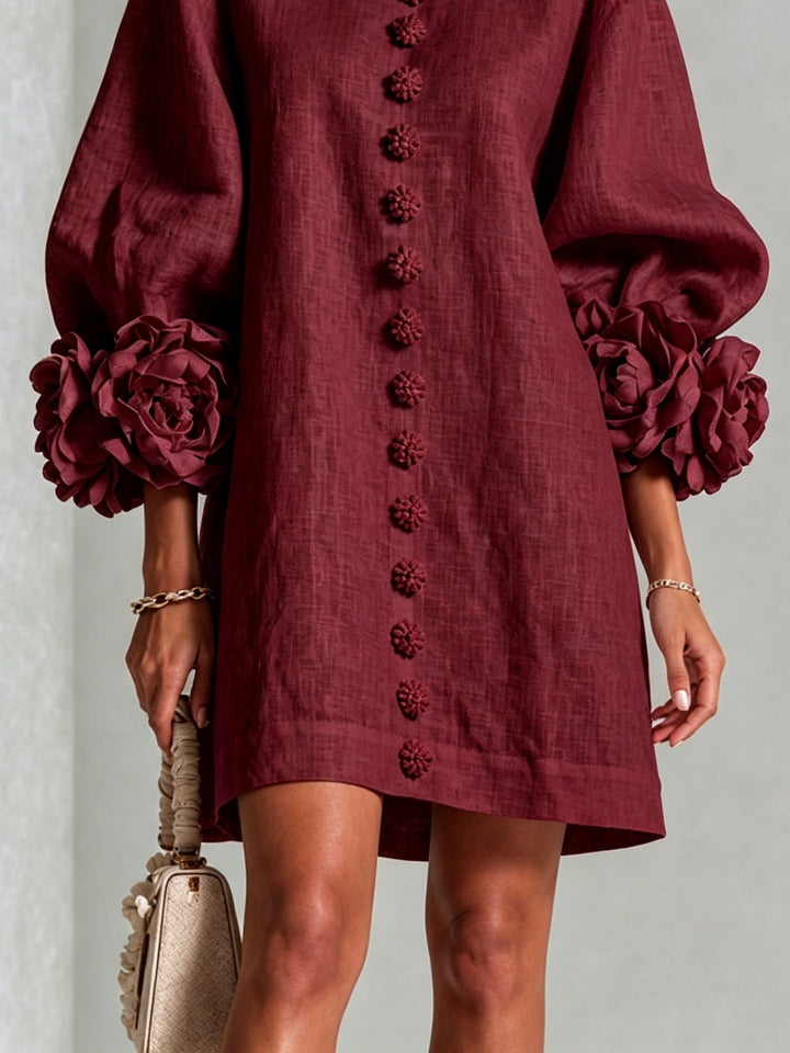 Clementina | Vestido Camisero con Mangas de Roseta