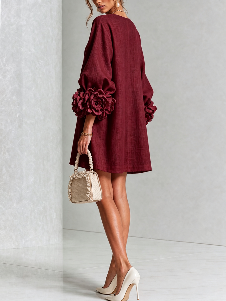 Clementina | Vestido Camisero con Mangas de Roseta