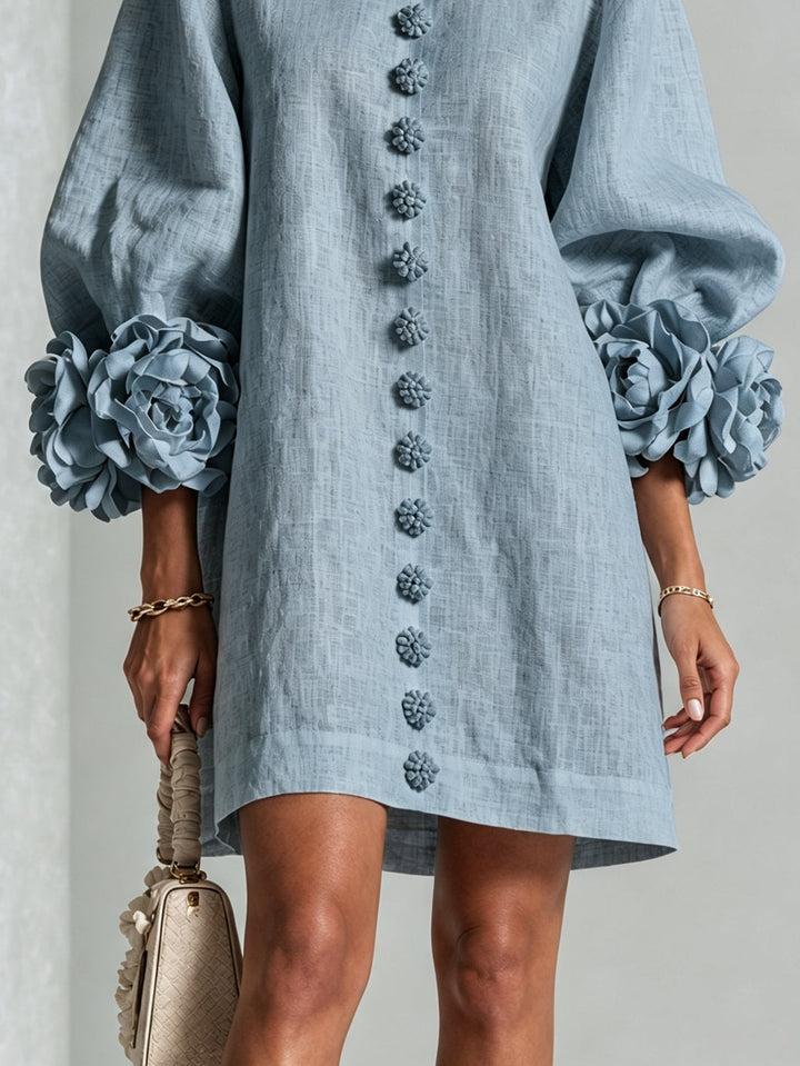 Clementina | Vestido Camisero con Mangas de Roseta
