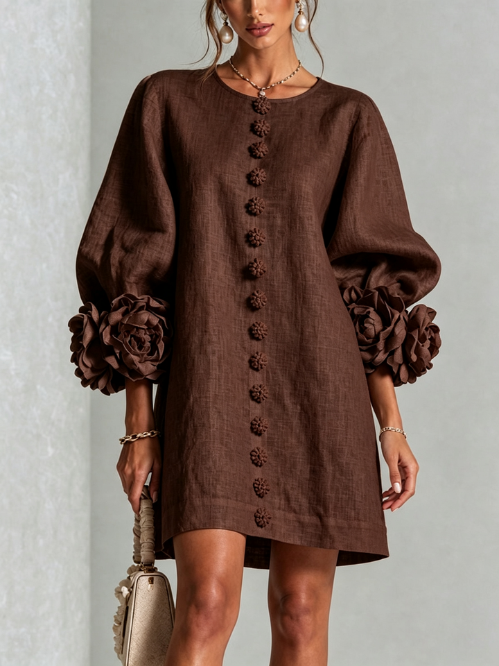 Clementina | Vestido Camisero con Mangas de Roseta