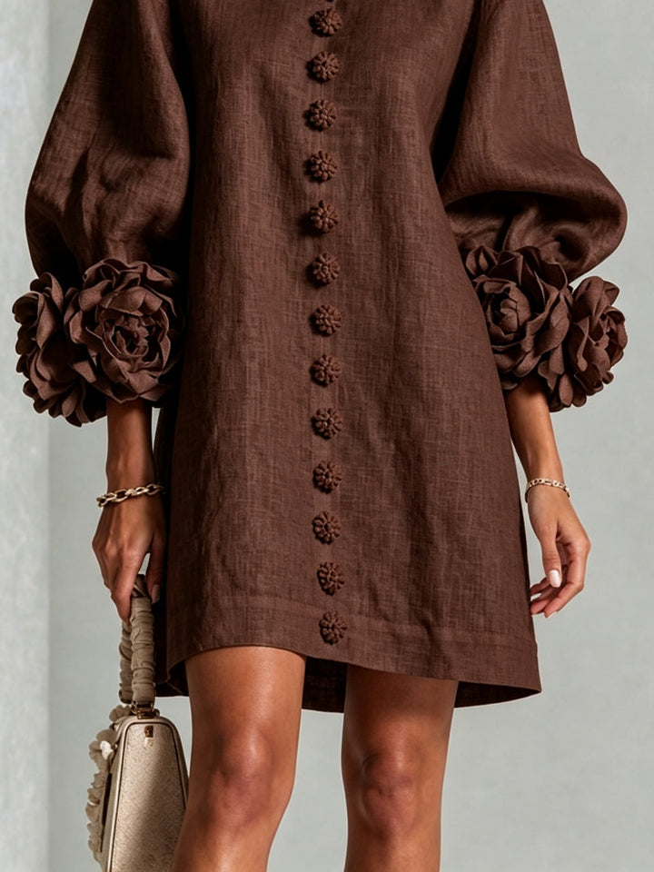 Clementina | Vestido Camisero con Mangas de Roseta