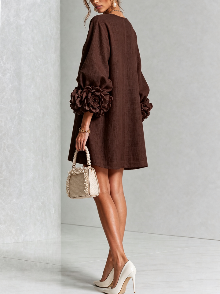 Clementina | Vestido Camisero con Mangas de Roseta