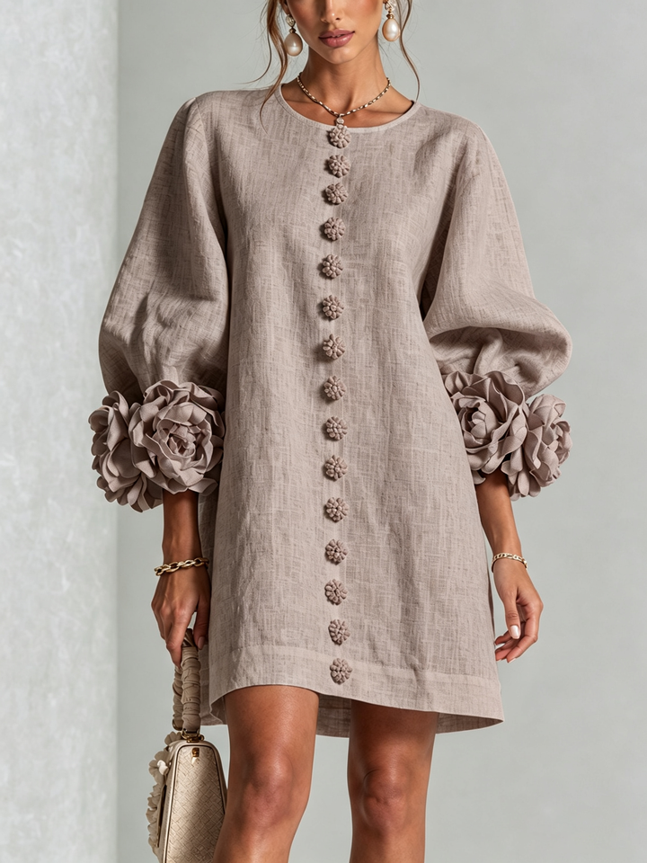 Clementina | Vestido Camisero con Mangas de Roseta