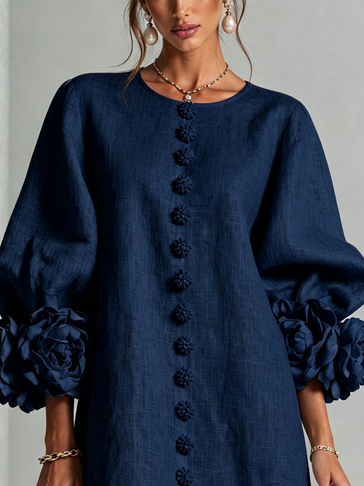 Clementina | Vestido Camisero con Mangas de Roseta