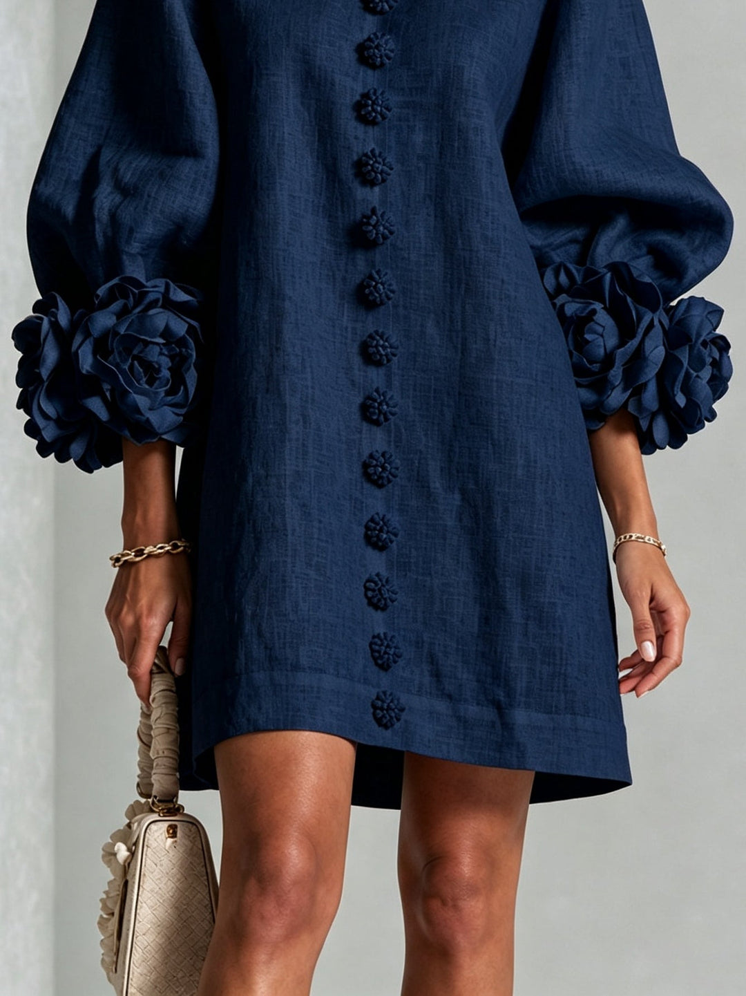 Clementina | Vestido Camisero con Mangas de Roseta