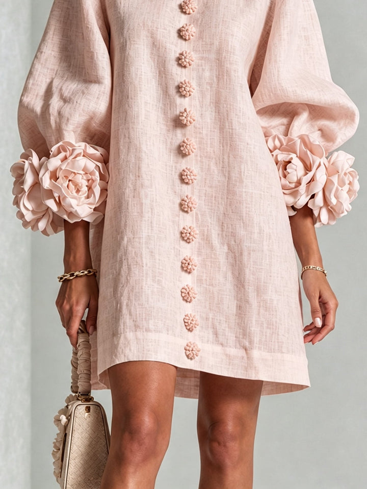 Clementina | Vestido Camisero con Mangas de Roseta