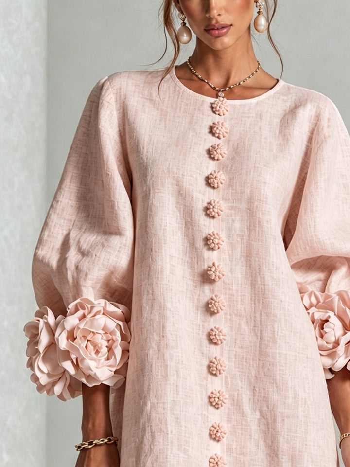 Clementina | Vestido Camisero con Mangas de Roseta