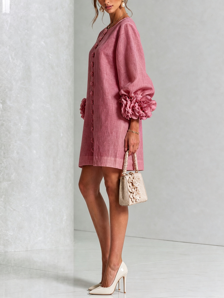 Clementina | Vestido Camisero con Mangas de Roseta