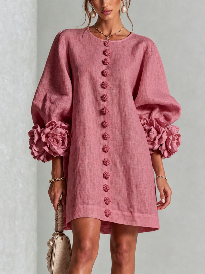 Clementina | Vestido Camisero con Mangas de Roseta